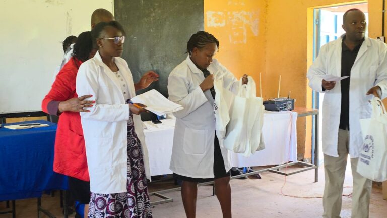 Student receiving a uniform
